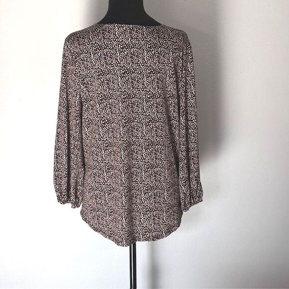 Adrianna Papell | Women's Brown Long Sleeve Flowy Blouse Size M Boho Fall Autumn - Picture 2 of 15